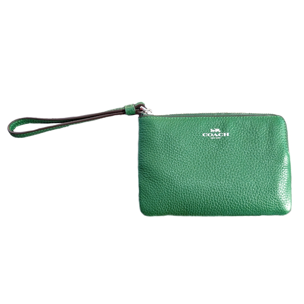Coach Green Leather Wristlet